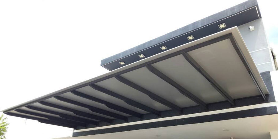 Steel Frame Cantilever Patio Canopy - Aluminium Glazing