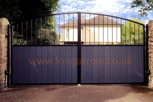 wrought iron and composite wood estate gate