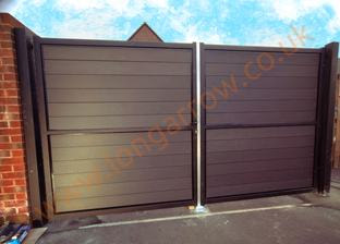 Metal frame composite driveway gates fitted