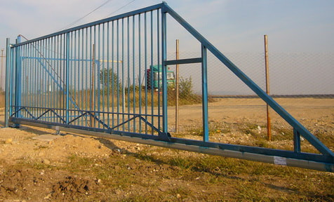 blue electric industial gate