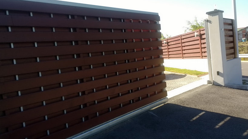 Wood plated Cantilever Gate