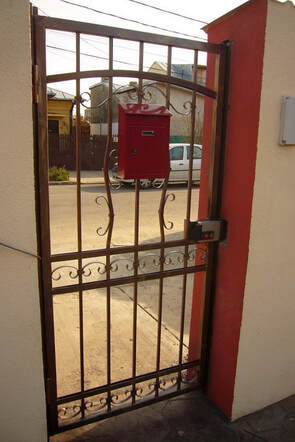 Simple Wrought Iron Security Audio Intercom Access Controlled Pedestrian Gate
