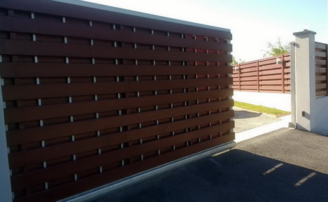 wood infill sliding electric gate